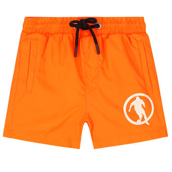 Boys Orange Logo Swim Shorts