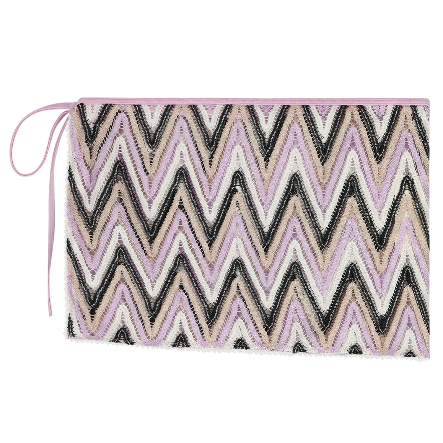 تنوره كروشيه للبنات بشكل متعرج باللون البنفسجى والاسود والعاجى , 1, hi-res