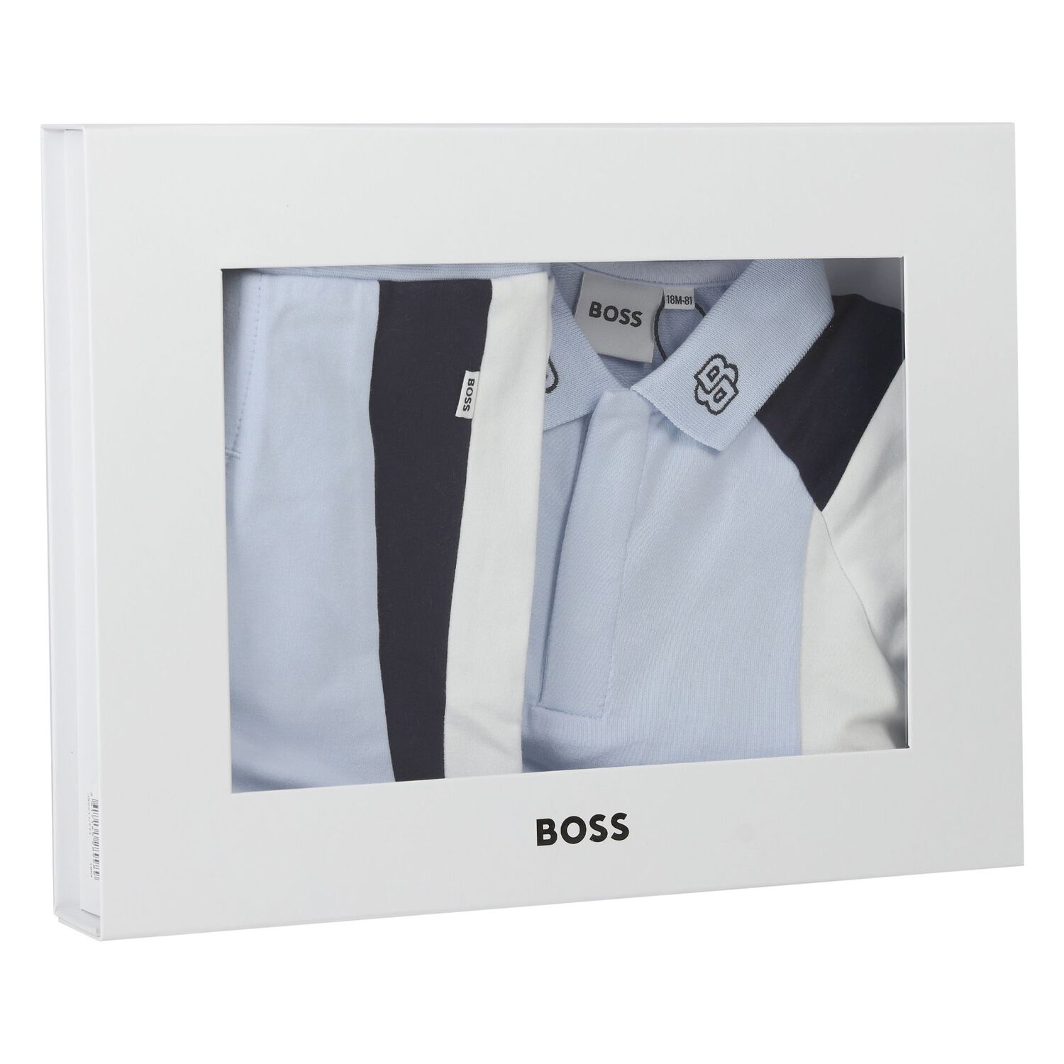 طقم شورت اطفال بالشعار باللون الازرق, 1, hi-res