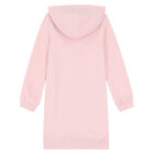 Girls Pink Logo Hooded Dress, 1, hi-res