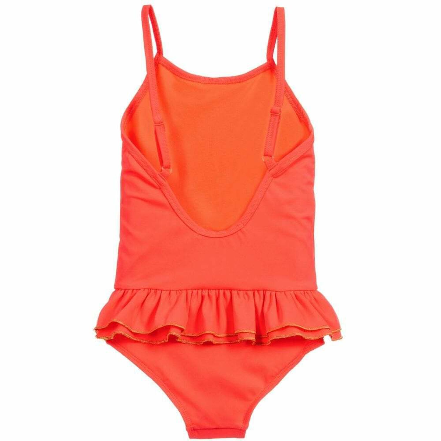 Girls Black Ruffle Swimsuit, 1, hi-res