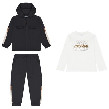 Boys Black & White Tracksuit Set (3 Piece)