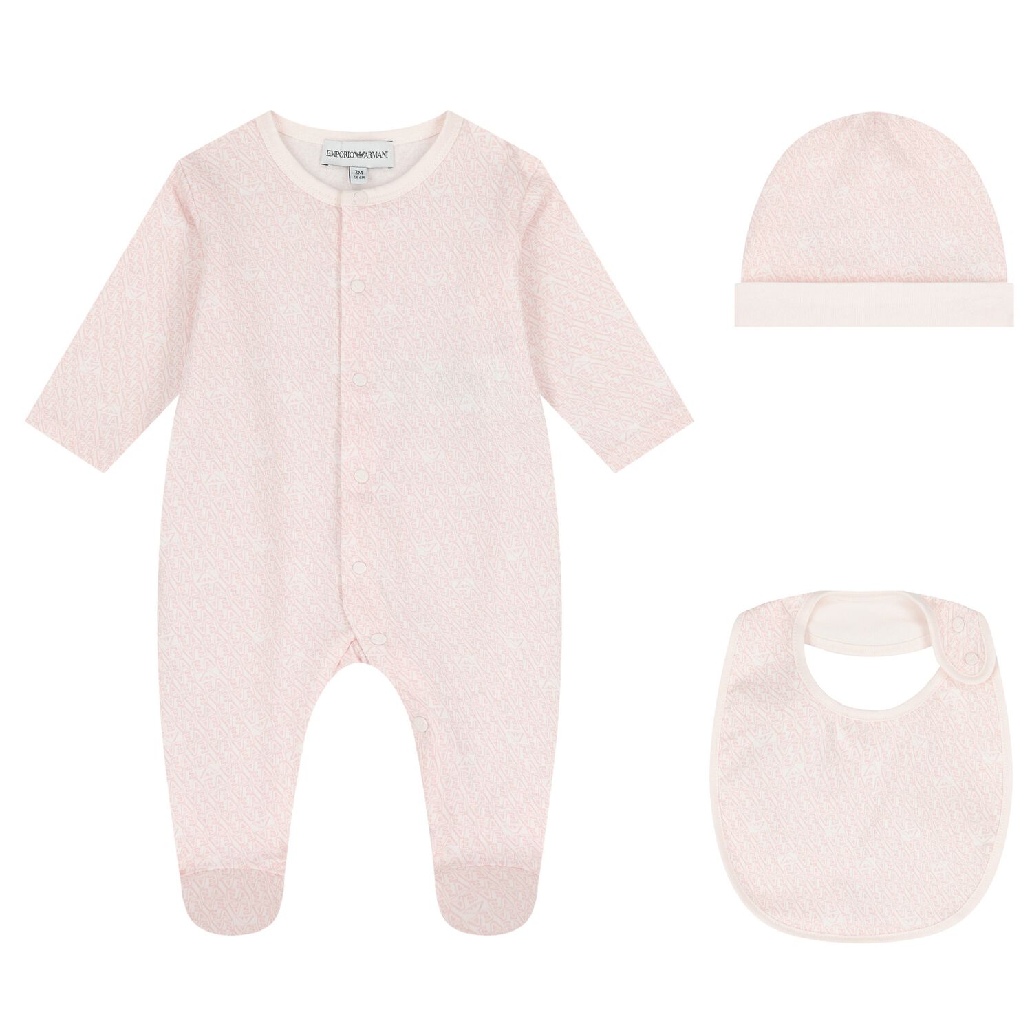 Baby Girls Pink Logo Babygrow Set, 4, hi-res