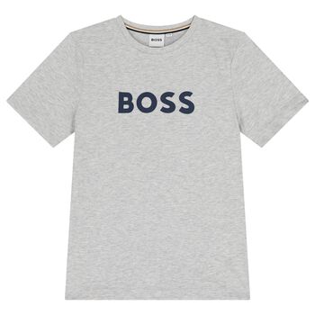 BOSS Boys Grey Logo T-Shirt, 4 Boys Grey Logo T-Shirt
