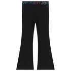 Girls Black Logo Leggings, 1, hi-res