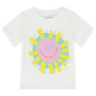 Younger Girls White Sun T-Shirt, 1, hi-res