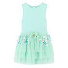 Girls Green Tulle & Sequin Dress, 2, hi-res