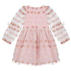Girls Pink Jacquard Floral Dress, 1, hi-res