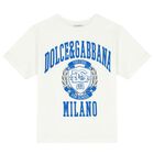 Boys White Varsity Logo T-Shirt, 1, hi-res