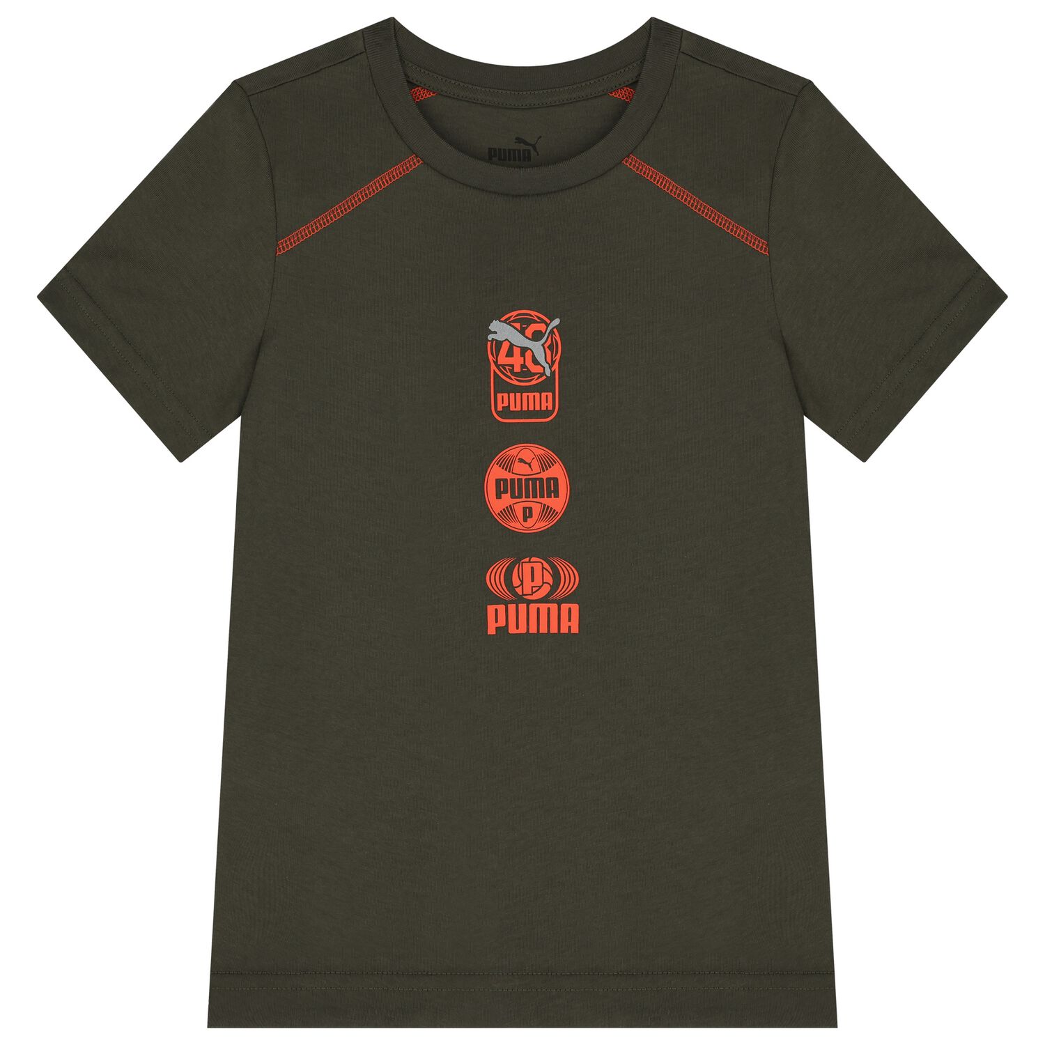 تيشيرت أولاد بالشعار باللون الأخضر, 1, hi-res