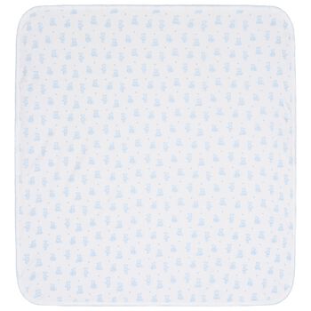 Kissy Kissy Baby Boys White & Blue Teddy Bear Time Blanket, 1 Baby Boys White & Blue Teddy Bear Time Blanket