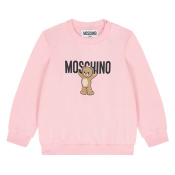 Younger Girls Pink Teddy Bear Logo Sweatshirt