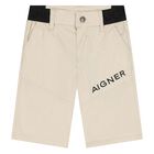 Younger Boys Beige Logo Shorts, 2, hi-res