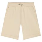 Boys Beige Logo Shorts, 2, hi-res