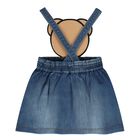 Younger Girls White & Blue Teddy Bear Skirt Set, 1, hi-res