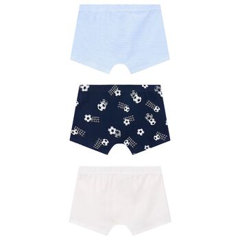 Boys White, Blue & Navy Blue Boxer Shorts ( 3-Pack )