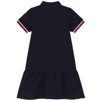Girls Navy Blue Logo Polo Shirt Dress