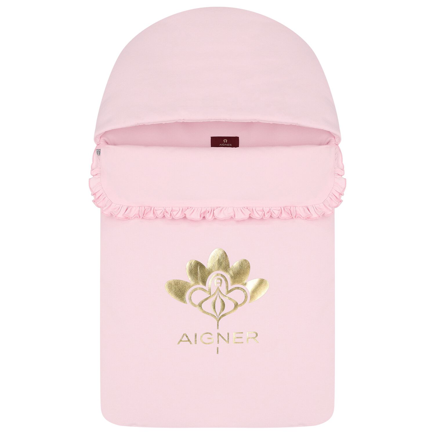 Baby Girls Pink & Gold Flower Logo Nest, 2, hi-res