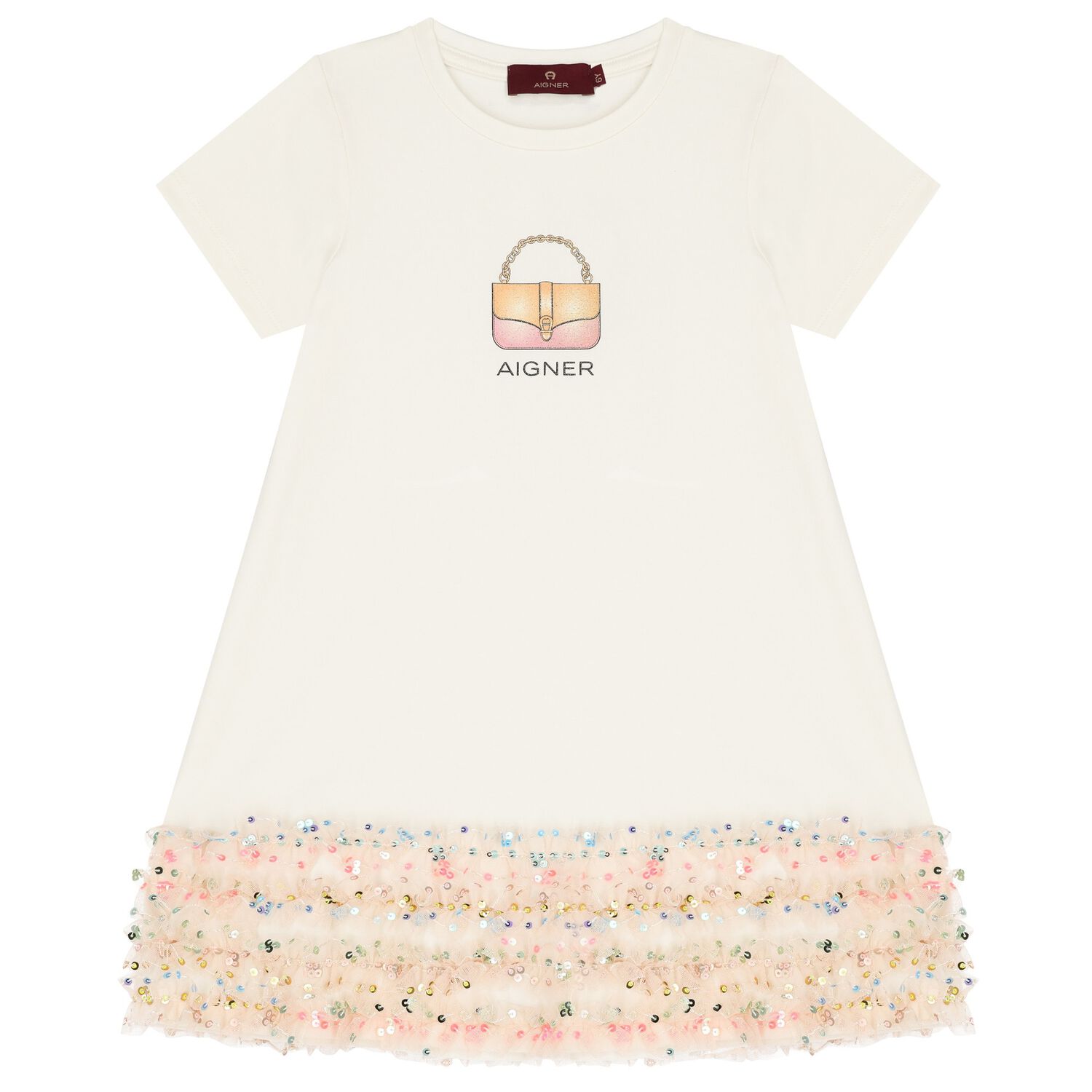 Girls Ivory Bag Sequin Dress, 1, hi-res image number null