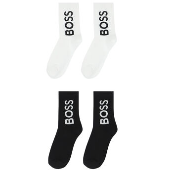 Boys Black & White Logo Socks (2 Pack)