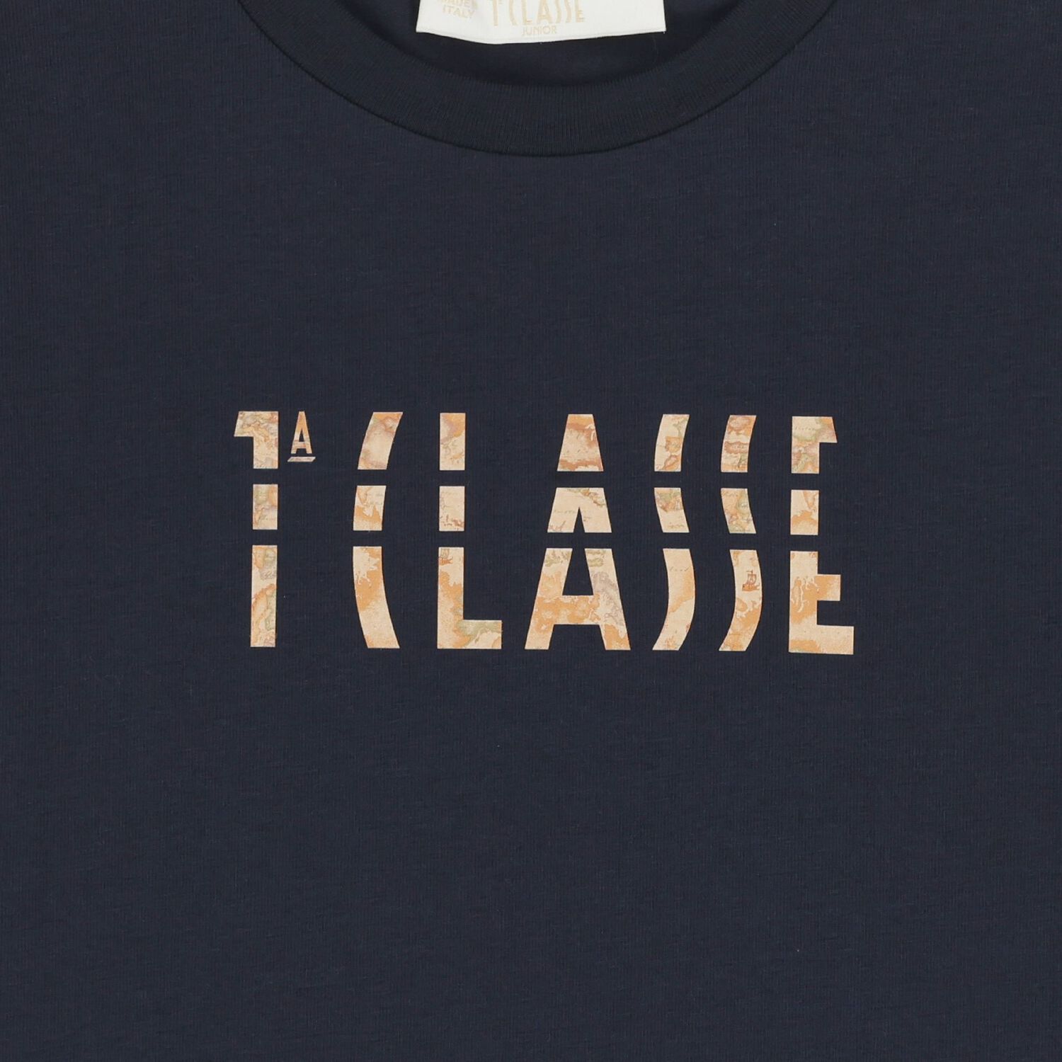 تيشيرت للأولاد باللون الأزرق الداكن بشعار, 1, hi-res