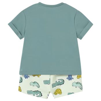 Baby Boys Green Frog Shorts Set