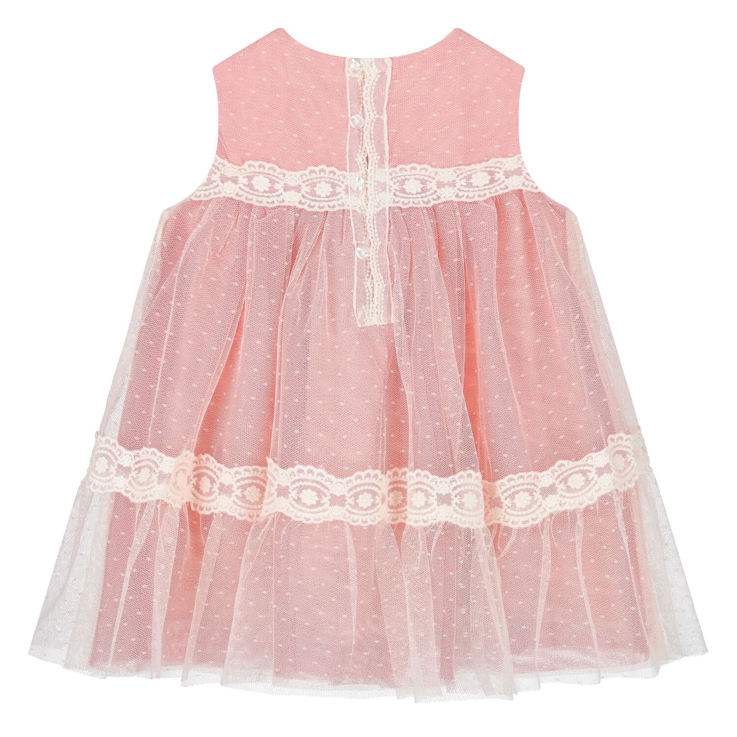 Younger Girls Ivory & Red Tulle Dress, 1, hi-res image number null