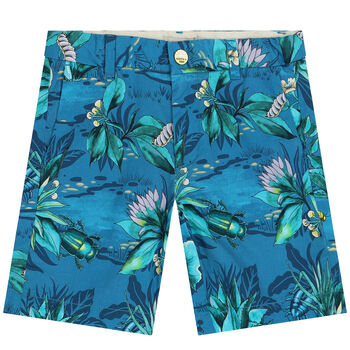 Boys Blue Leaves Chino Shorts