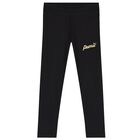 Girls Black Logo Leggings, 1, hi-res