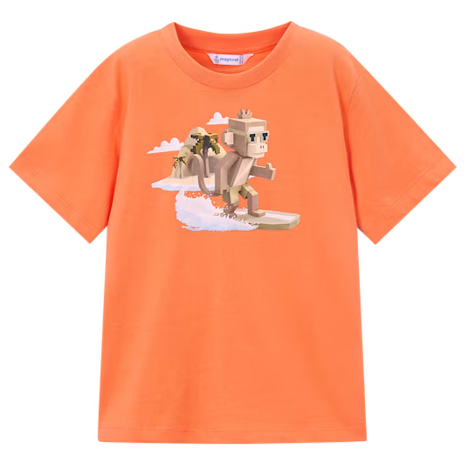 Boys Orange Monkey T-Shirt, 3, hi-res