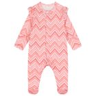 Baby Girls Pink Zig Zag Babygrow Set , 1, hi-res