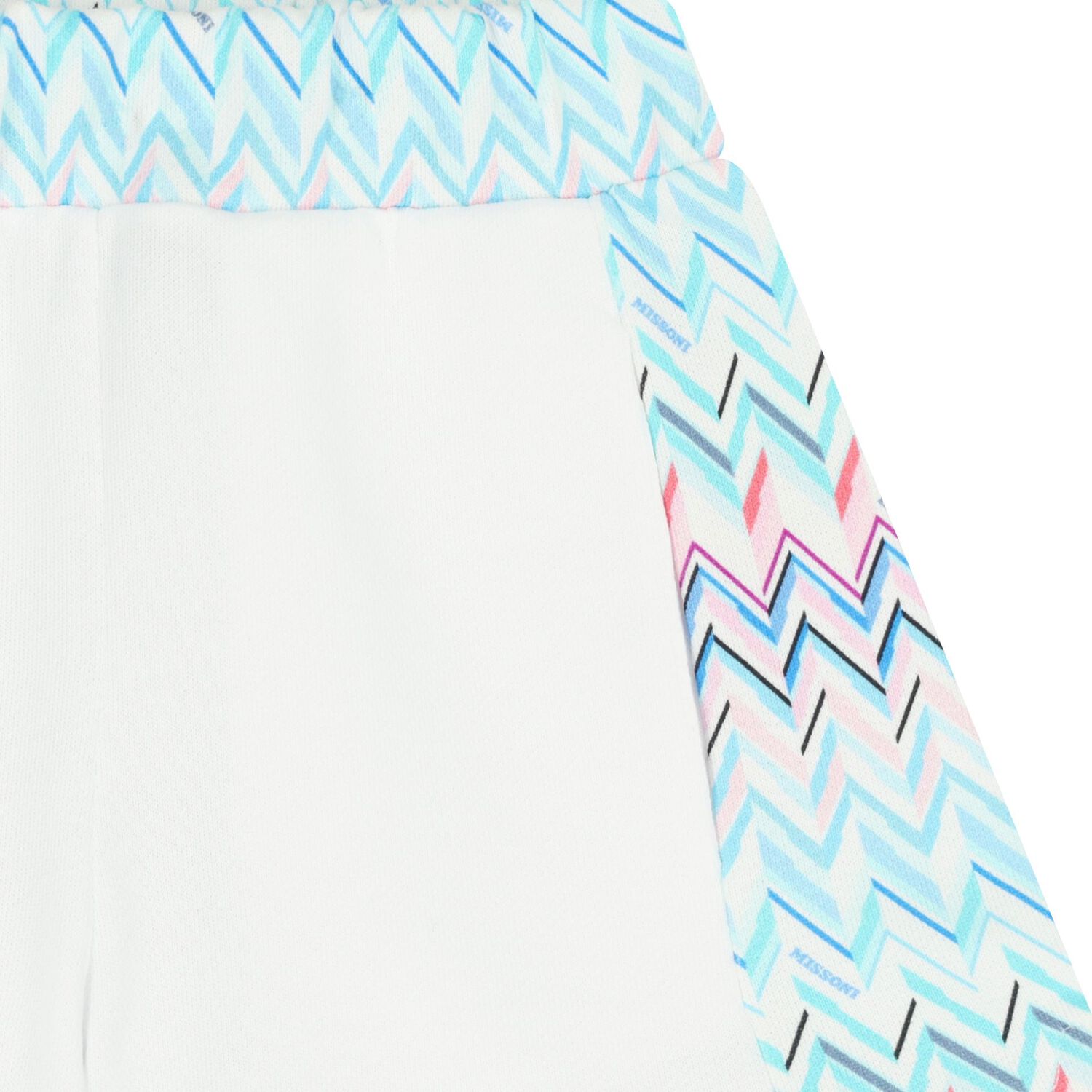 Girls White & Blue Logo Zig Zag Shorts, 1, hi-res