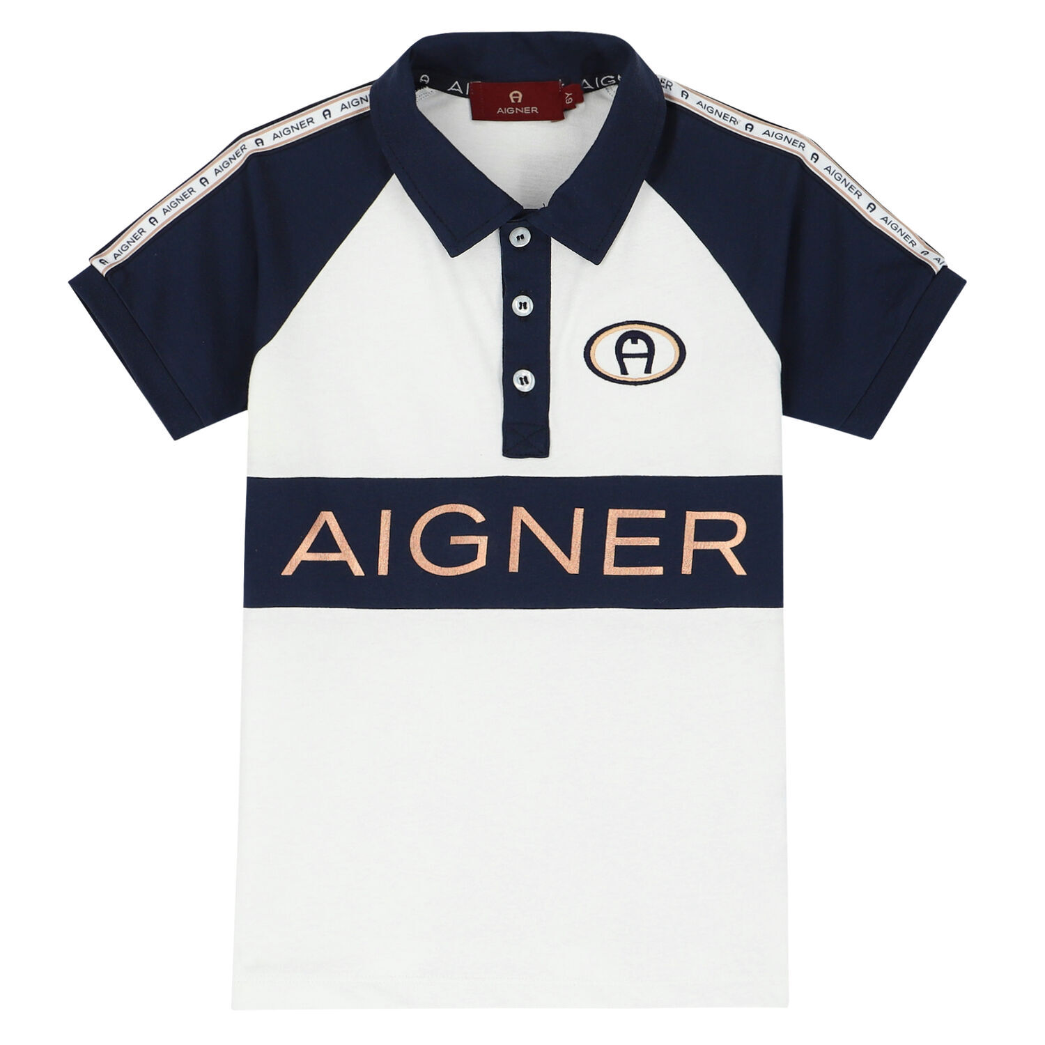 Boys White Logo Polo Shirt, 1, hi-res