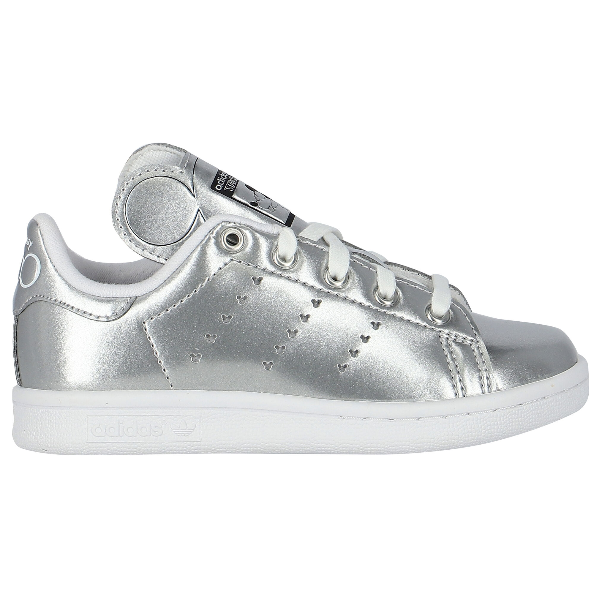 Adidas white & silver stan smith deals trainers youth