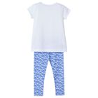 Girls white & blue floral leggings set, 1, hi-res