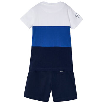 Boys White, Blue & Navy Shorts Set
