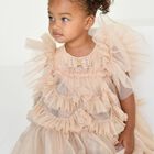 Baby Girls Beige Sequin Tulle Dress, 1, hi-res