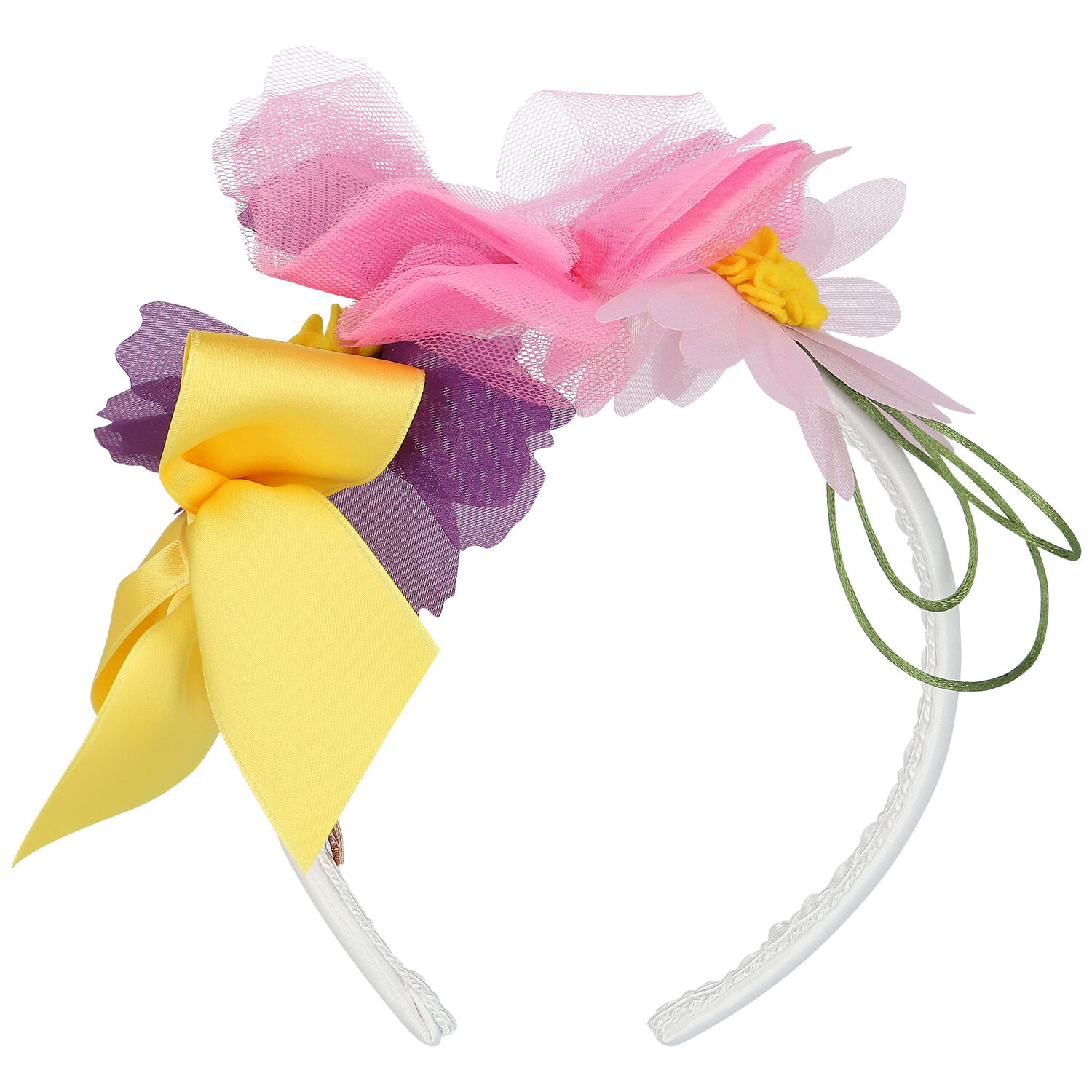 ربطة رأس بنات بطبعة الزهور باللون العاجي, 1, hi-res