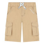 Younger Boys Beige Logo Shorts, 2, hi-res