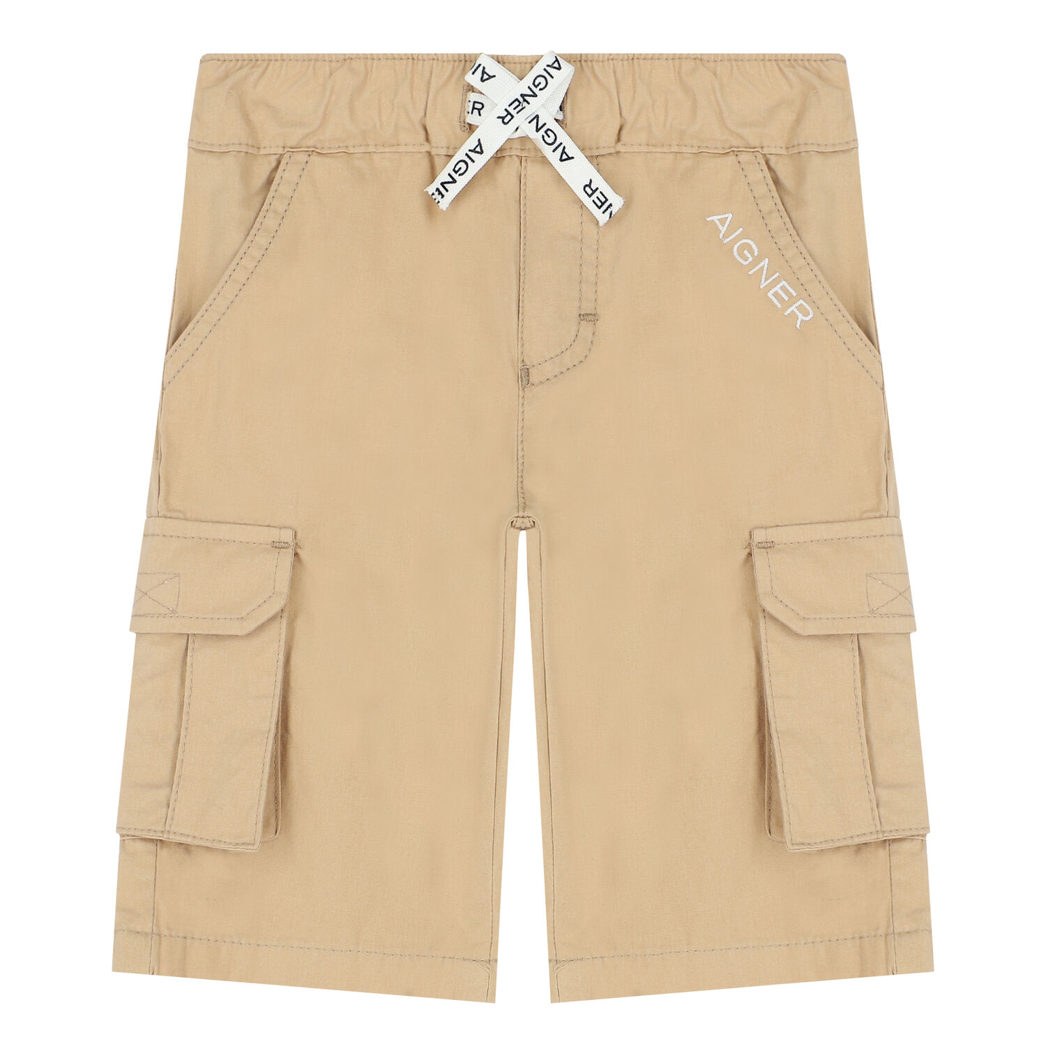 Younger Boys Beige Logo Shorts, 2, hi-res