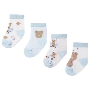Baby Boys Blue & White Socks ( 4-Pack )