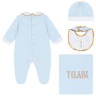 Baby Boys Blue & White Geo Map Babygrow Gift Set, 2, hi-res