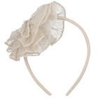 Girls Beige Flower Headband, 1, hi-res