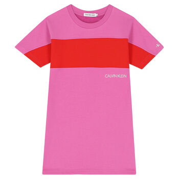 Girls Pink & Red Logo Dress