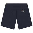 Boys Navy Blue Logo Shorts, 1, hi-res