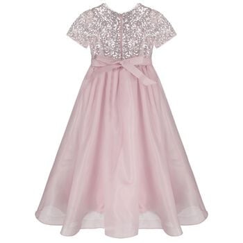 Girls Pink Sequin & Organza Dress