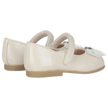 Younger Girls Ivory Bow Shoes