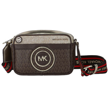 Girls Brown & Gold Logo Shoulder Bag
