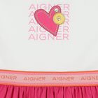 Girls White & Pink Logo Heart Dress, 1, hi-res