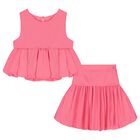 Girls Pink Bubble Skirt Set, 1, hi-res